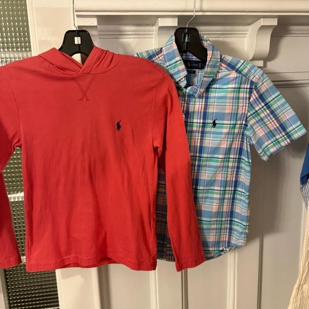 Ralph Lauren Boys Hooodie & Button Down Plaid Shirt LOT OF 2 Sz 8